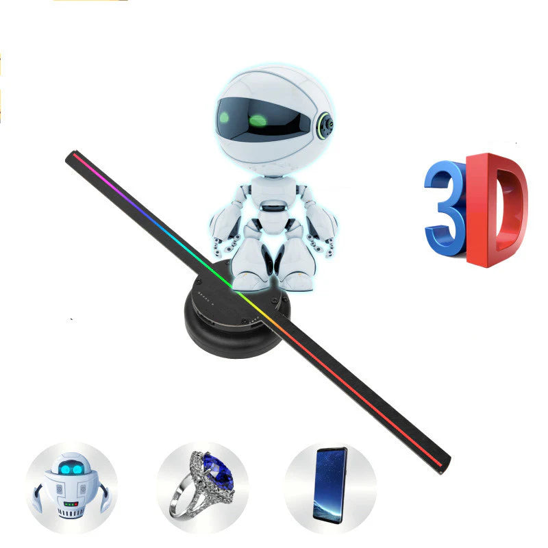 LED Holographic Projector with Luminous Sign Light for DIY Fan Screen Video Display - 3D Holiday Decoration